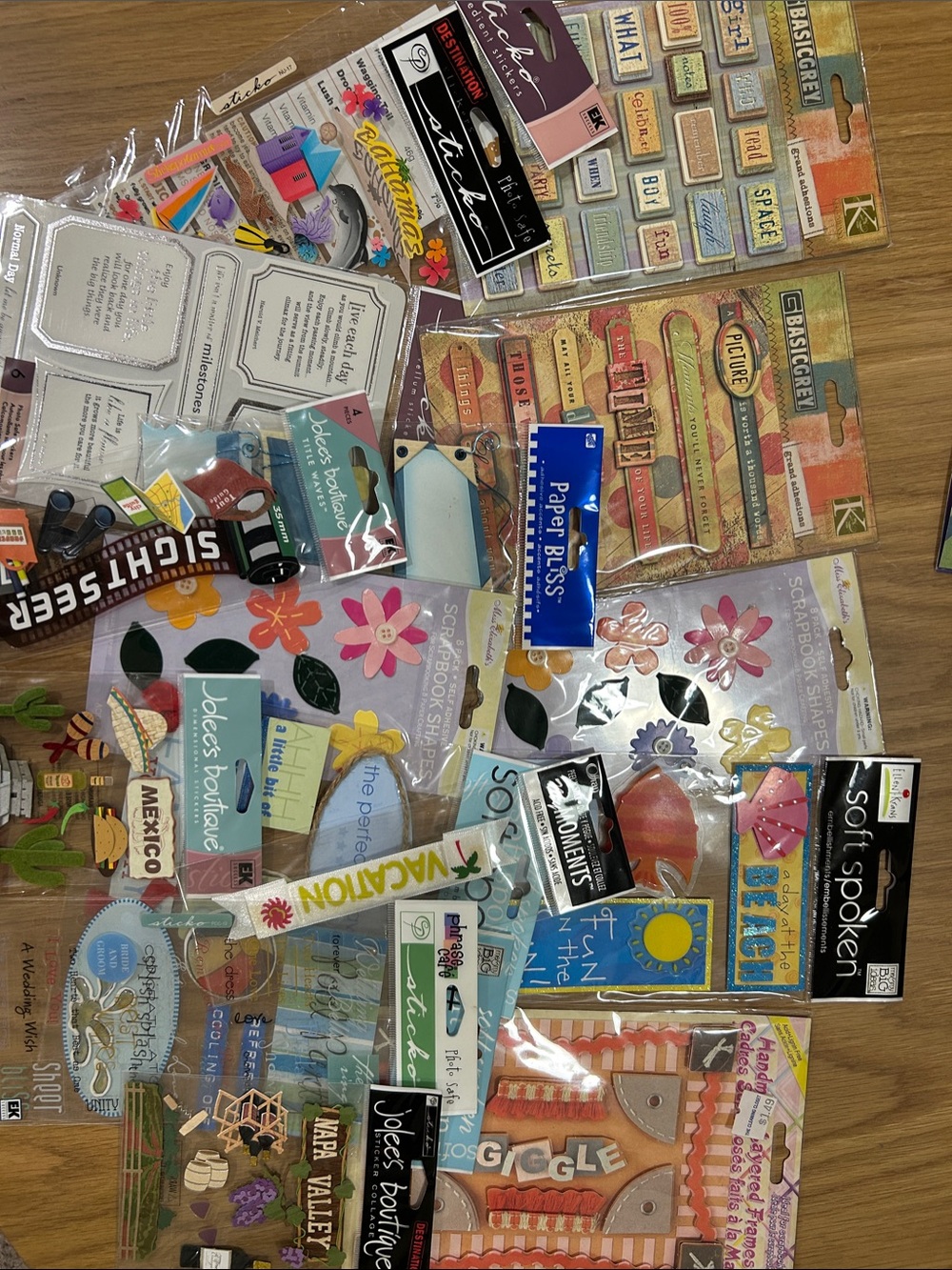 Assortment of 17 Scrapbooking Stickers NEVER OPENED